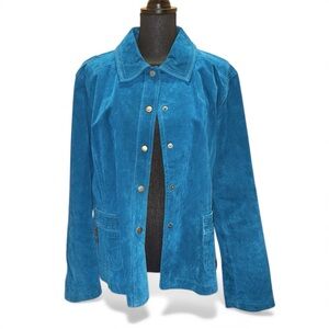 Vintage Blue Suede Leather Jacket